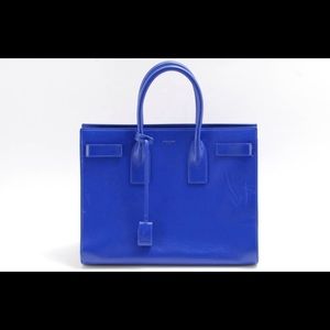 Saint Laurent Sac De Jour Large Neon Blue Tote